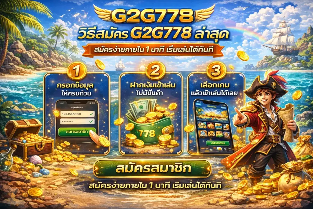 วิธีสมัคร G2G778 ล่าสุด สมัครง่ายภายใน 1 นาที เริ่มเล่นได้ทันที